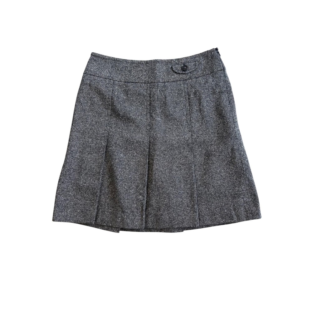 LOFT Charcoal Gray Wool Silk Pleated Mini Skirt | Womens 4P | Preppy Chic - Picture 2 of 7